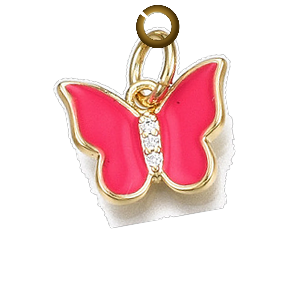 Enamel Butterfly Charm - Hot Pink charm with jump ring