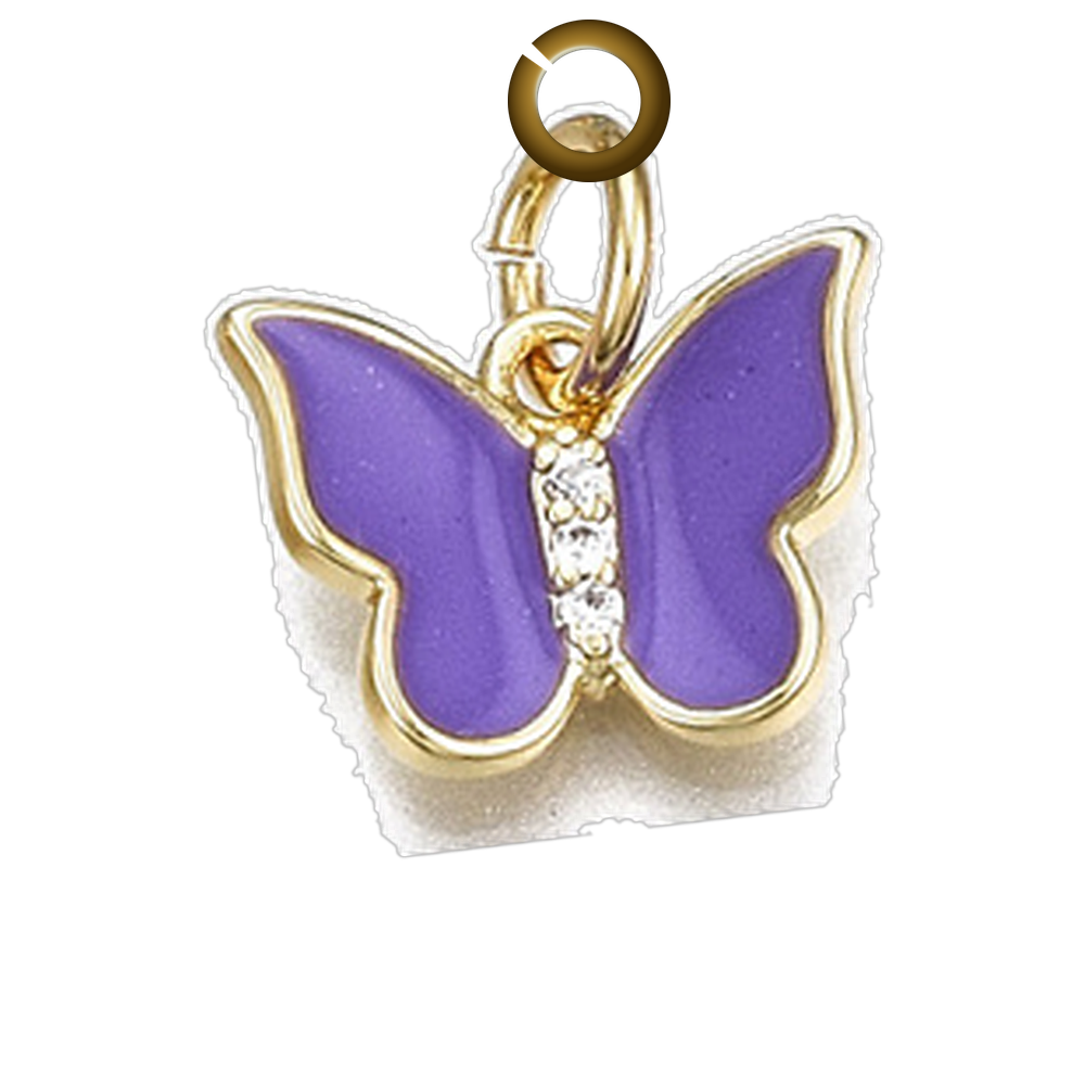 Enamel Butterfly Charm - Purple charm with jump ring