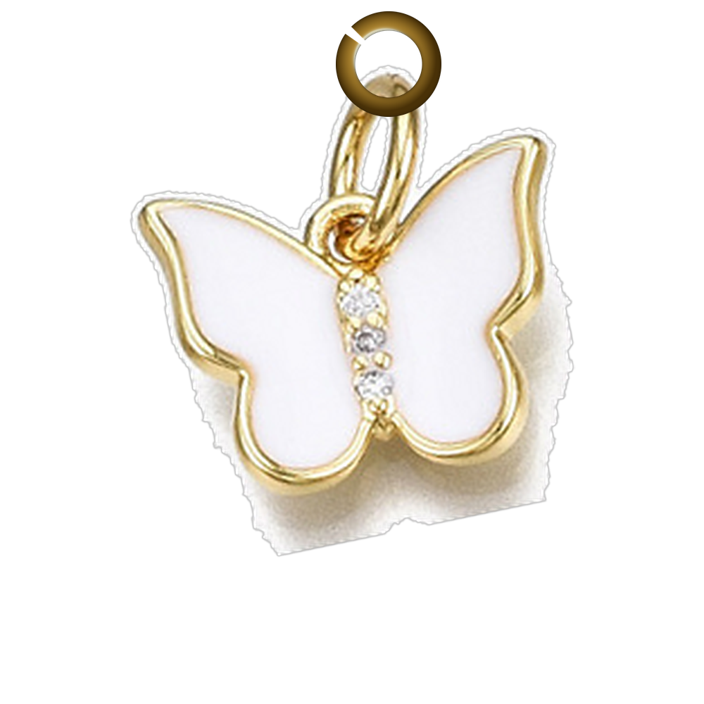 Enamel Butterfly Charm - White charm with jump ring