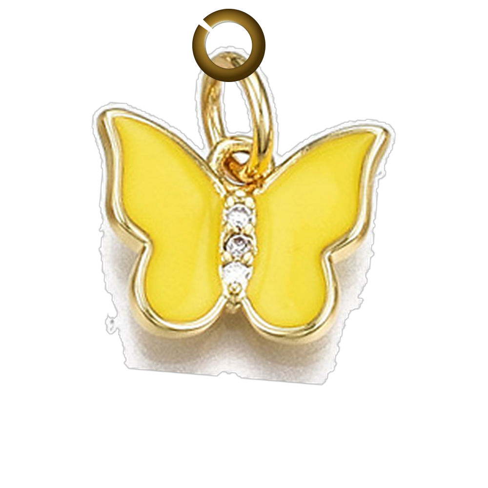 Enamel Butterfly Charm - Yellow charm with jump ring