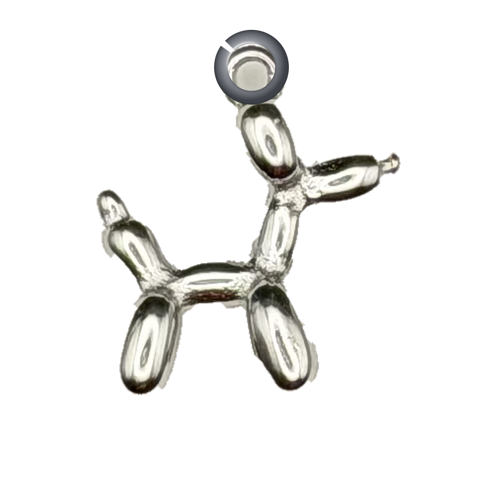 Balloon Dog Charm - Silver charm with jump ring