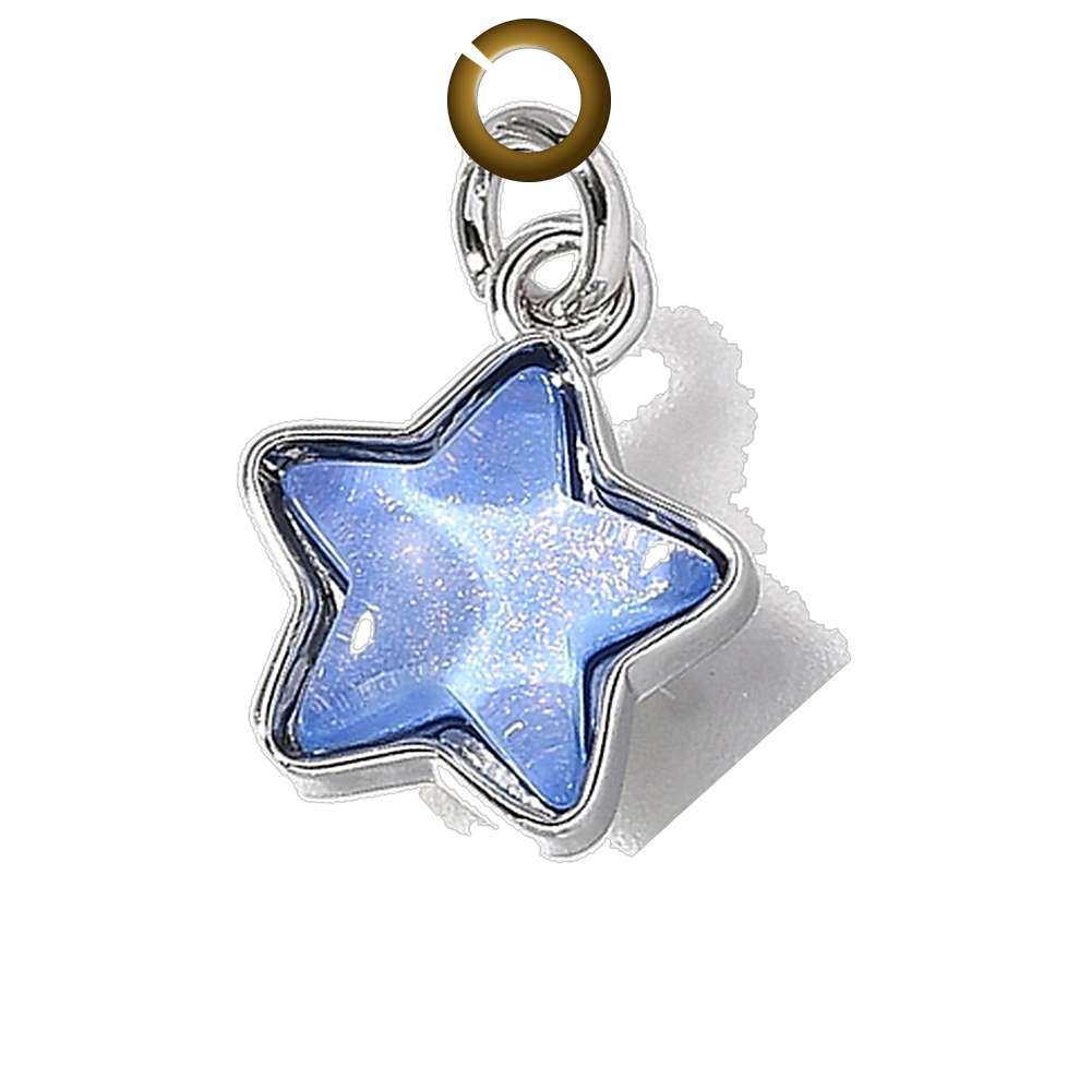 Glitter Star Charm - Blue charm with jump ring