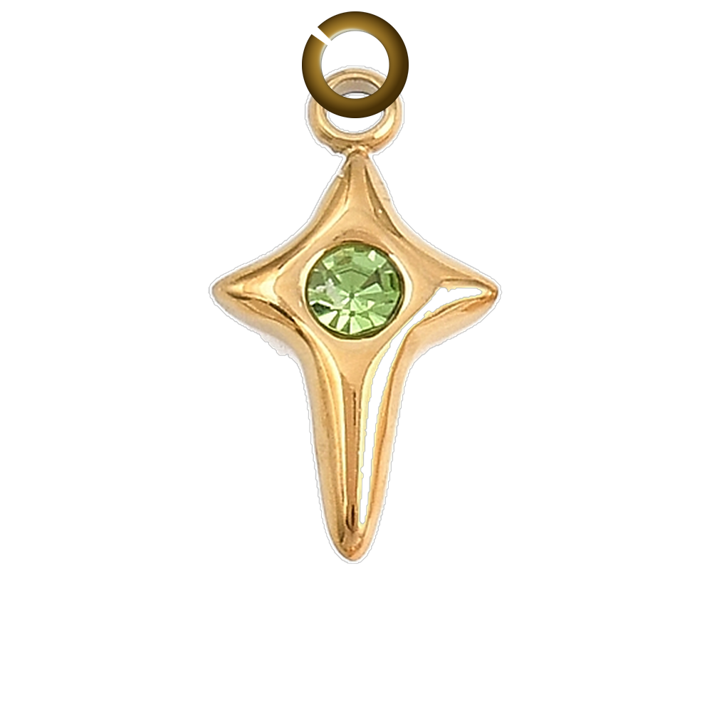 Sparkle Star Charm - Light Green charm with jump ring