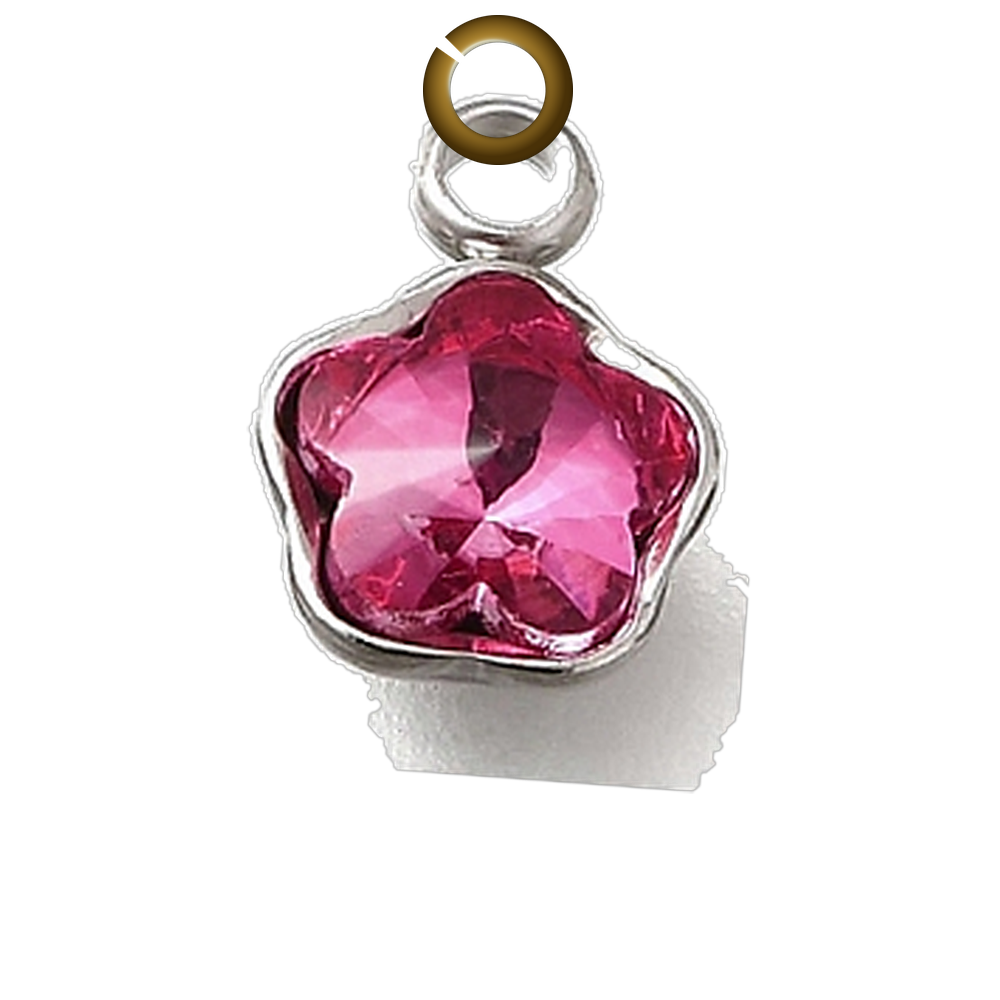 Crystal Star Charm - Fuchsia charm with jump ring