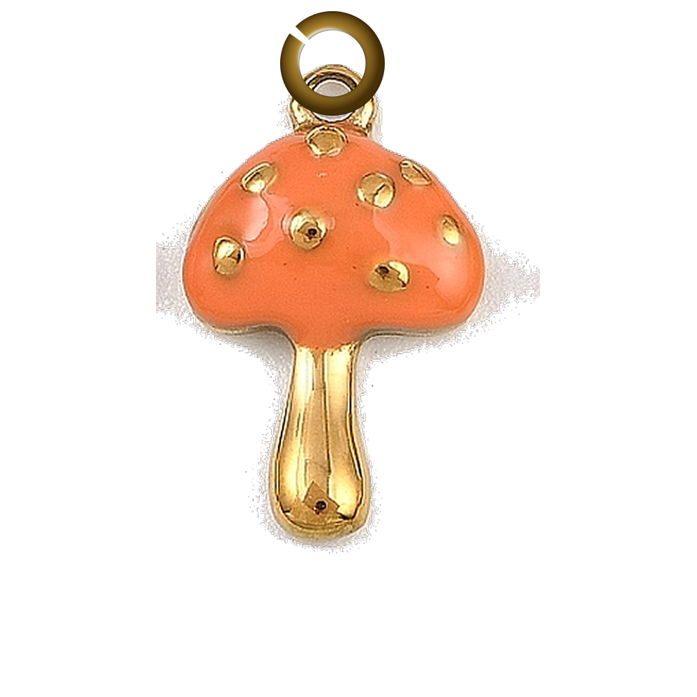Mushroom Charm - Orange charm with jump ring