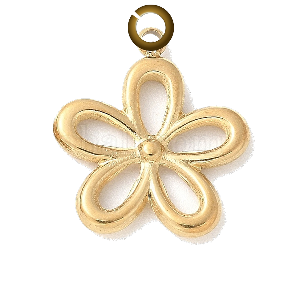 ENS-FLR003-GOL charm with jump ring