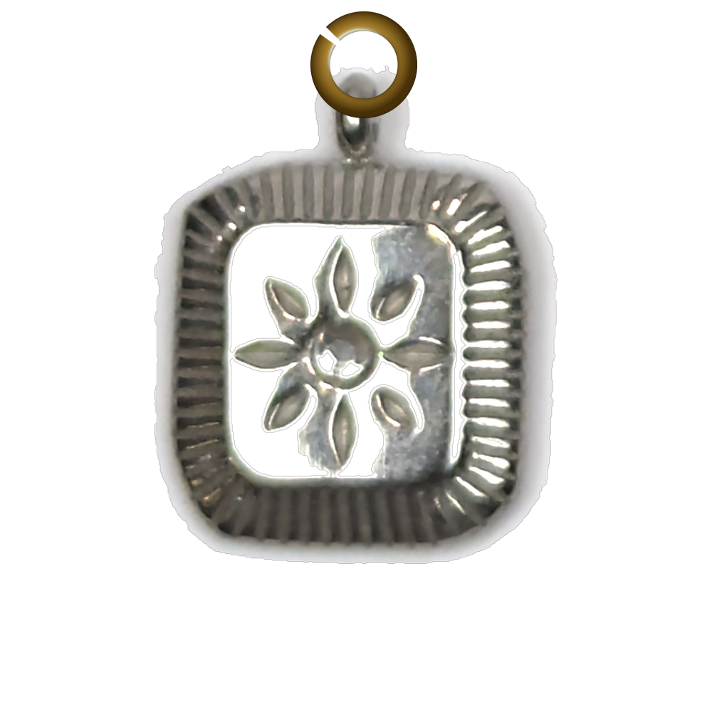 Flower Square Charm charm with jump ring