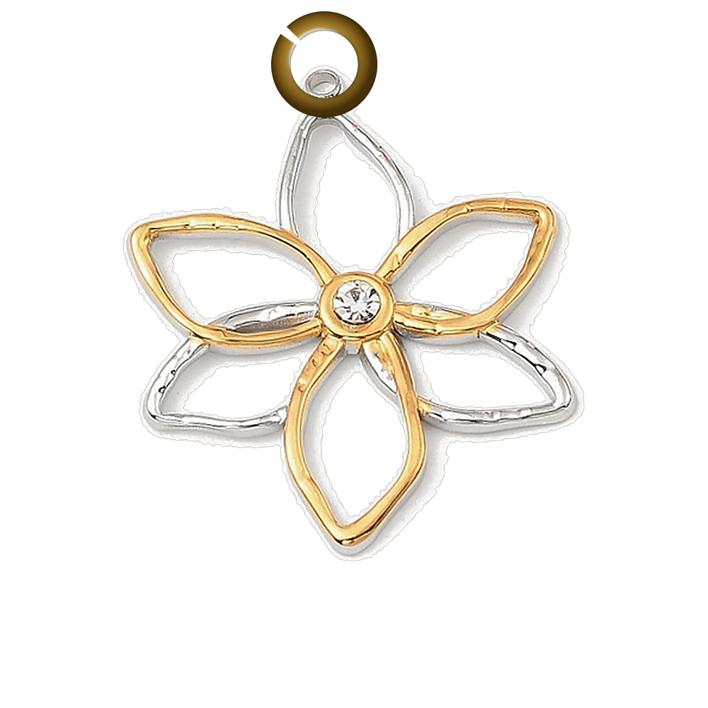 Open Flower Charm - Two-Tone charm with jump ring