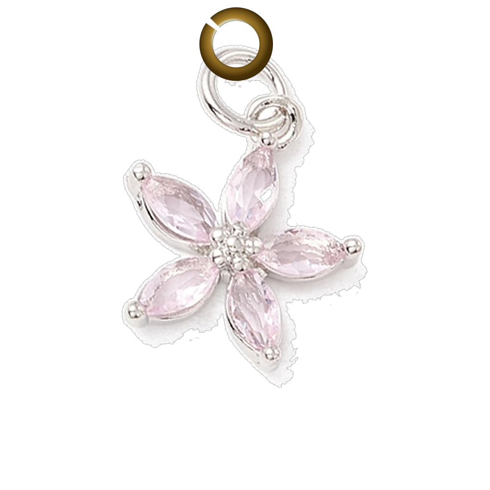 Crystal Flower Charm - Light Pink charm with jump ring