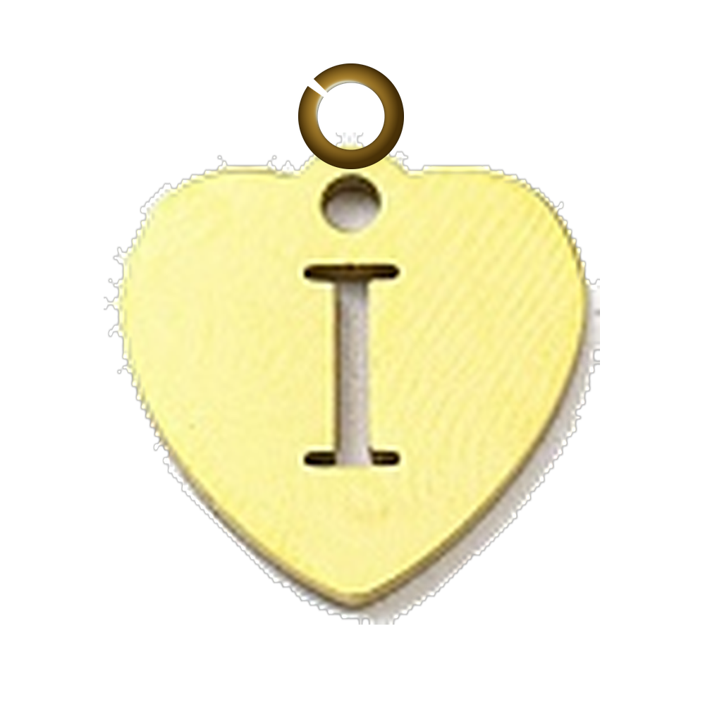 Stamped Heart Letter Charm - I charm with jump ring
