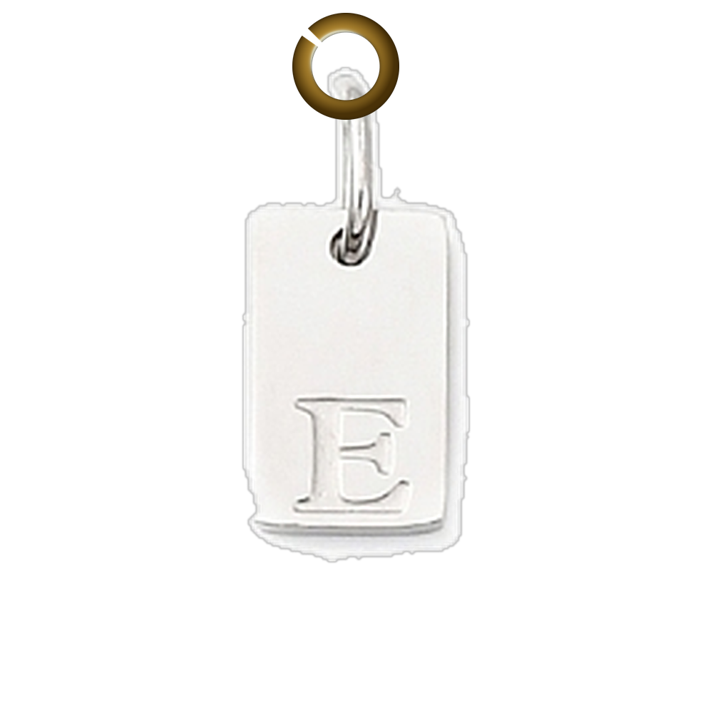 Rectangle Letter Charm - E charm with jump ring