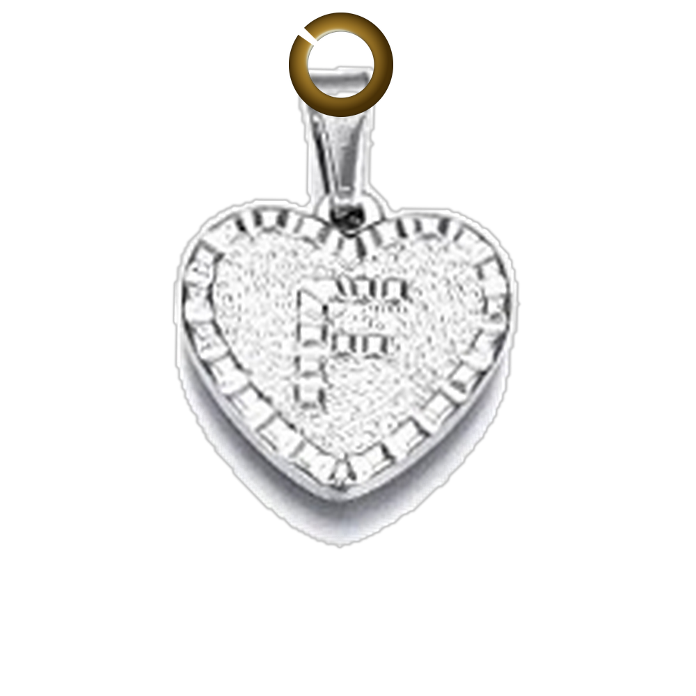 Heart Letter Charm - F charm with jump ring