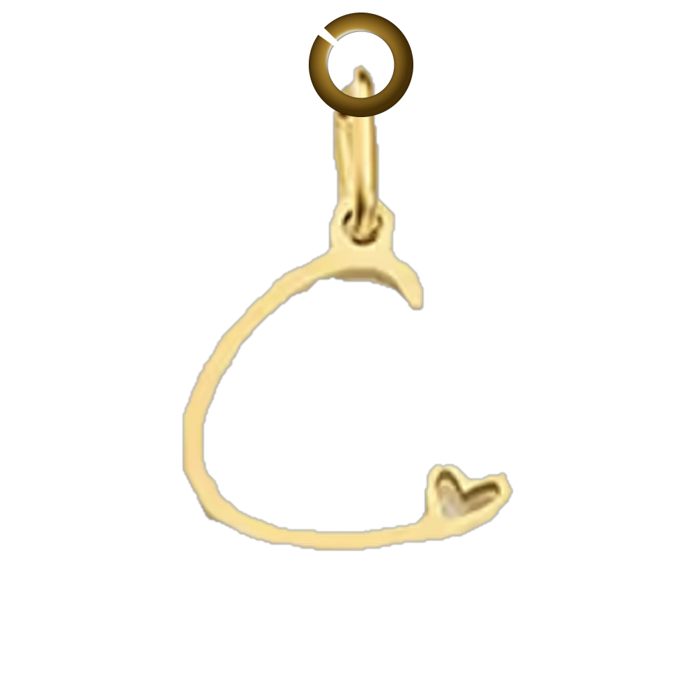 Script Heart Letter Charm - C charm with jump ring