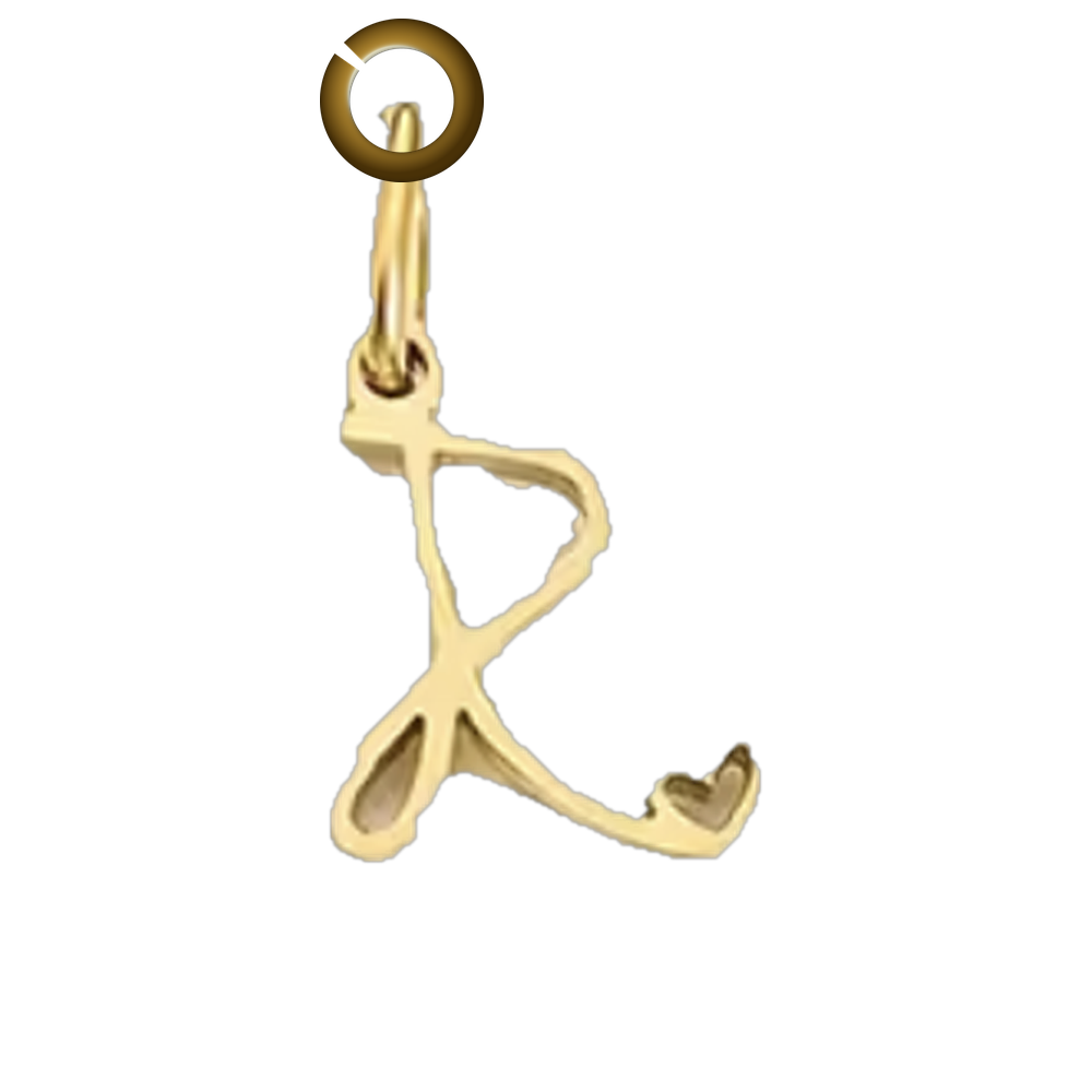 Script Heart Letter Charm - R charm with jump ring