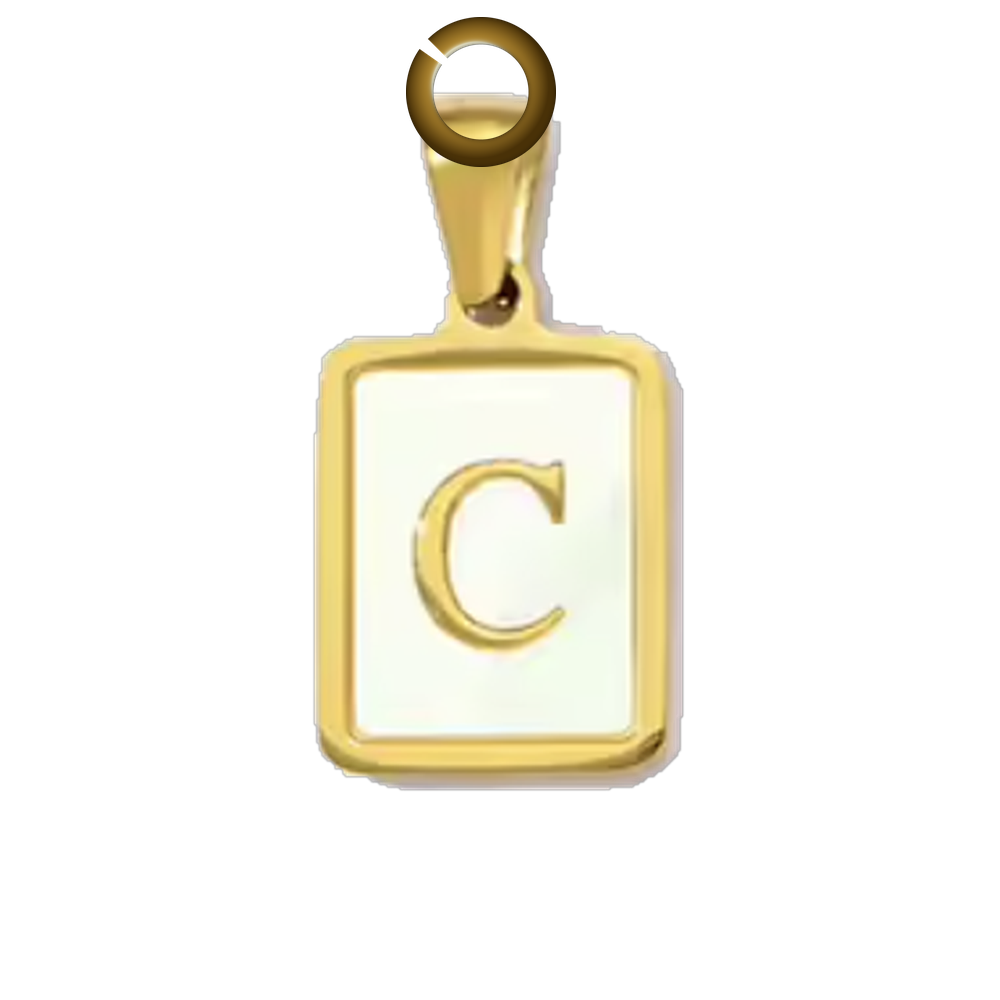 Mother of Pearl Letter Charm - C charm with jump ring
