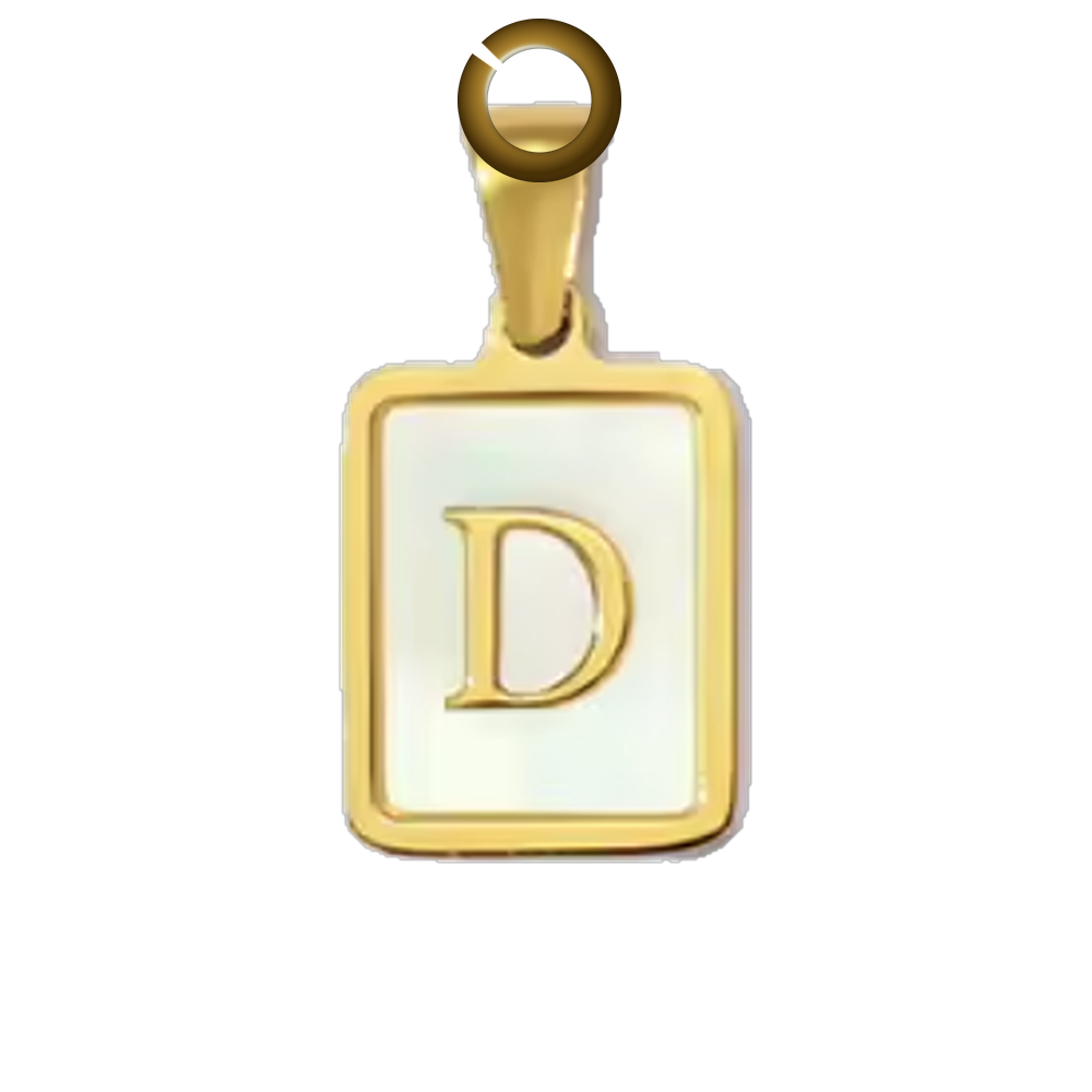 Mother of Pearl Letter Charm - D charm with jump ring