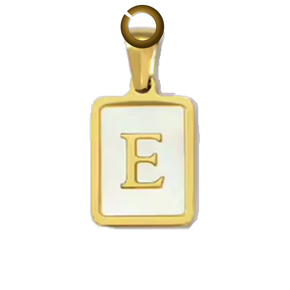 Mother of Pearl Letter Charm - E charm with jump ring