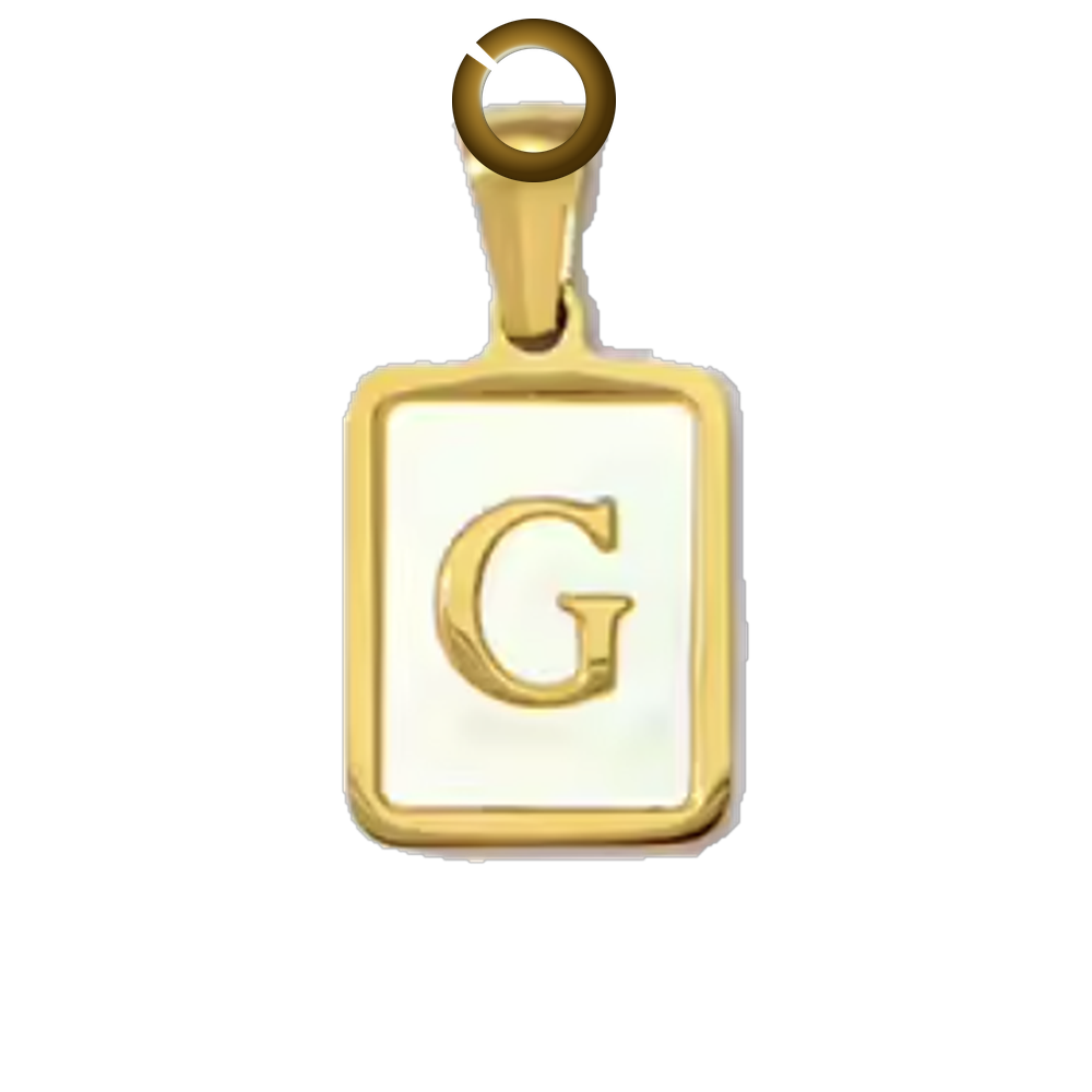 Mother of Pearl Letter Charm - G charm with jump ring