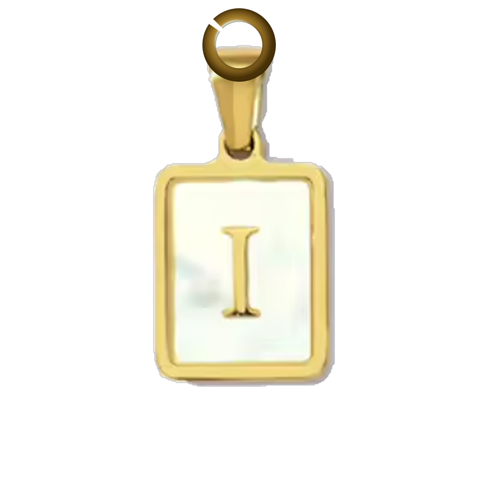 Mother of Pearl Letter Charm - I charm with jump ring