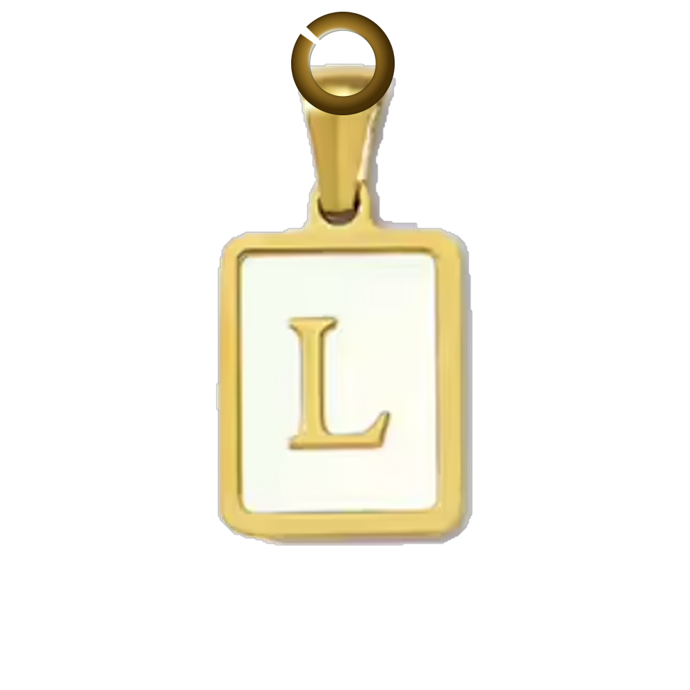 Mother of Pearl Letter Charm - L charm with jump ring