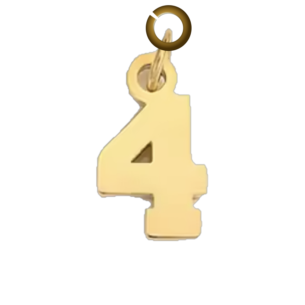 Block Number Charm - 4 charm with jump ring