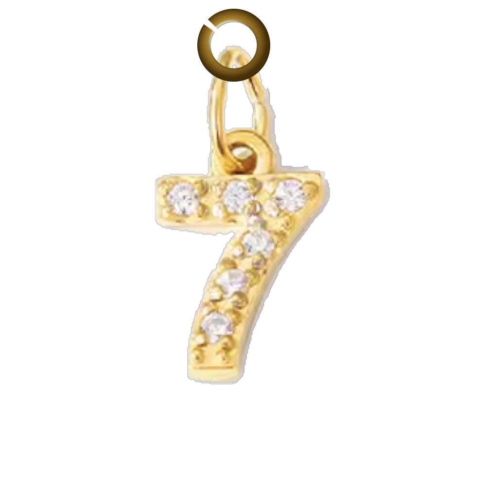 Gold Pave Number Charm - 7 charm with jump ring