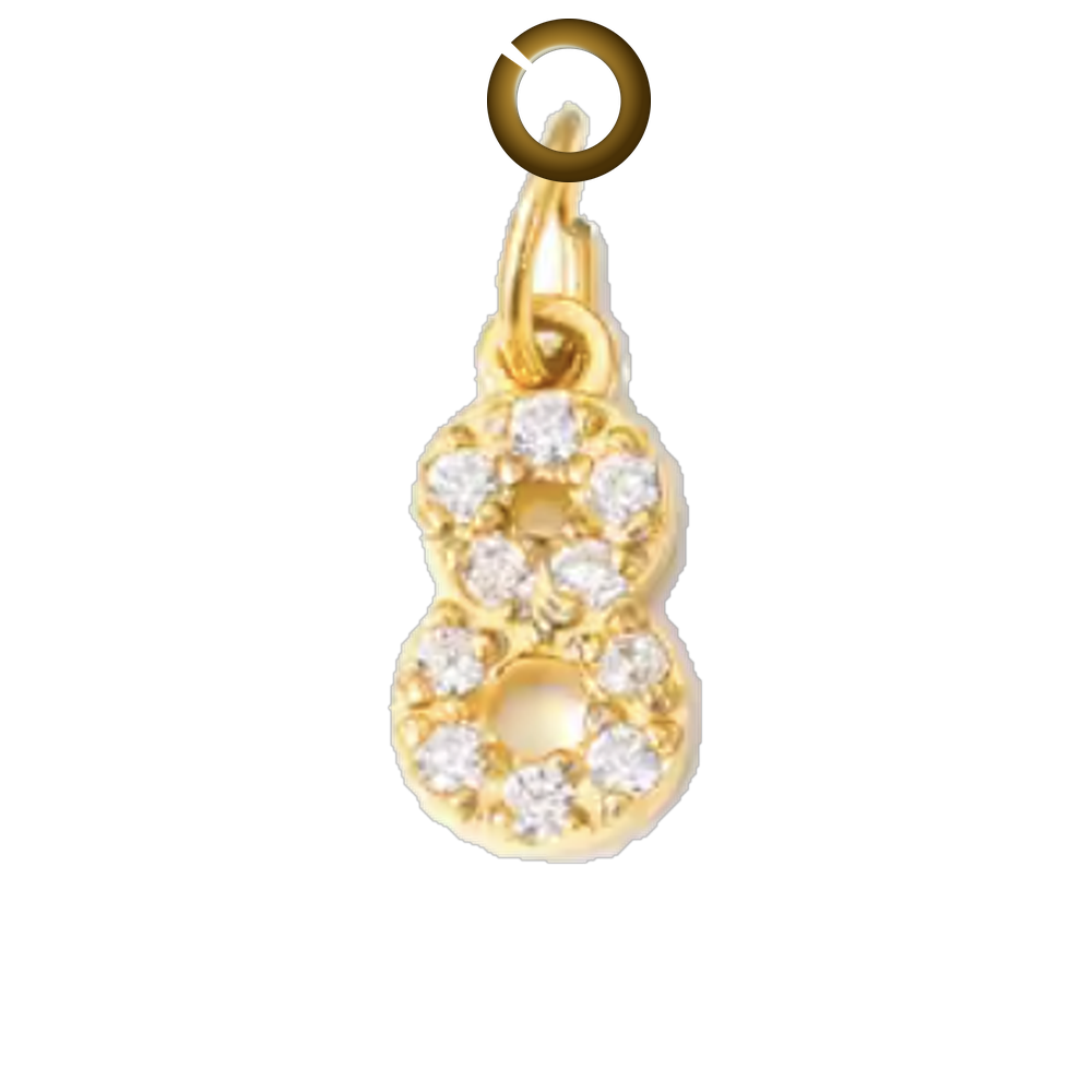 Gold Pave Number Charm - 8 charm with jump ring