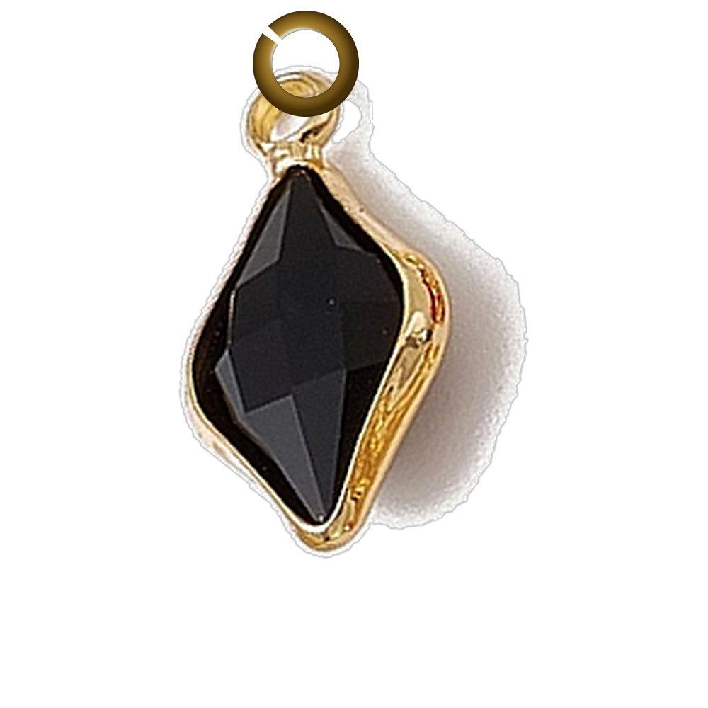 Rhombus Charm - Black charm with jump ring