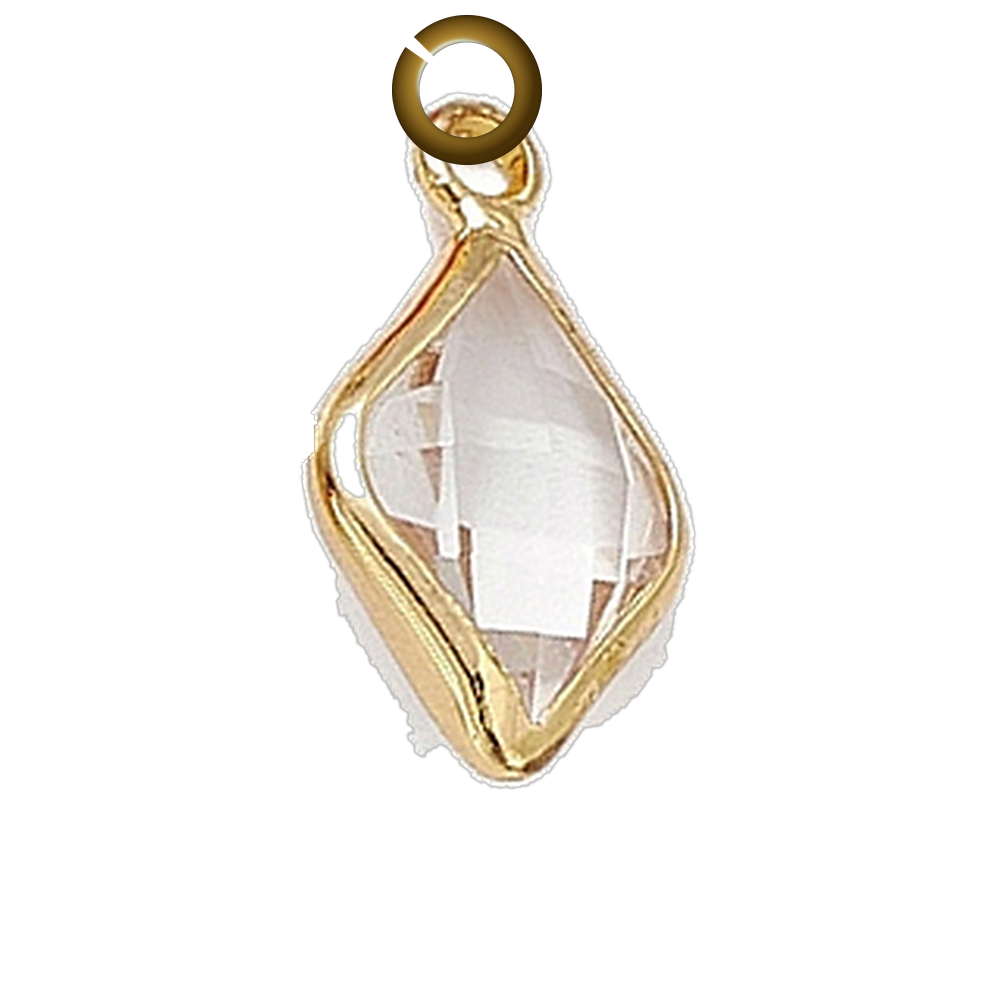 Rhombus Charm - Clear charm with jump ring