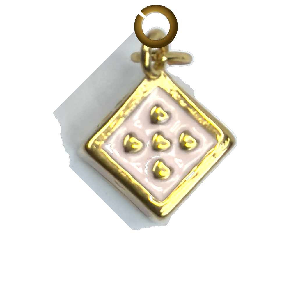 Heart Dice Charm - Pink charm with jump ring