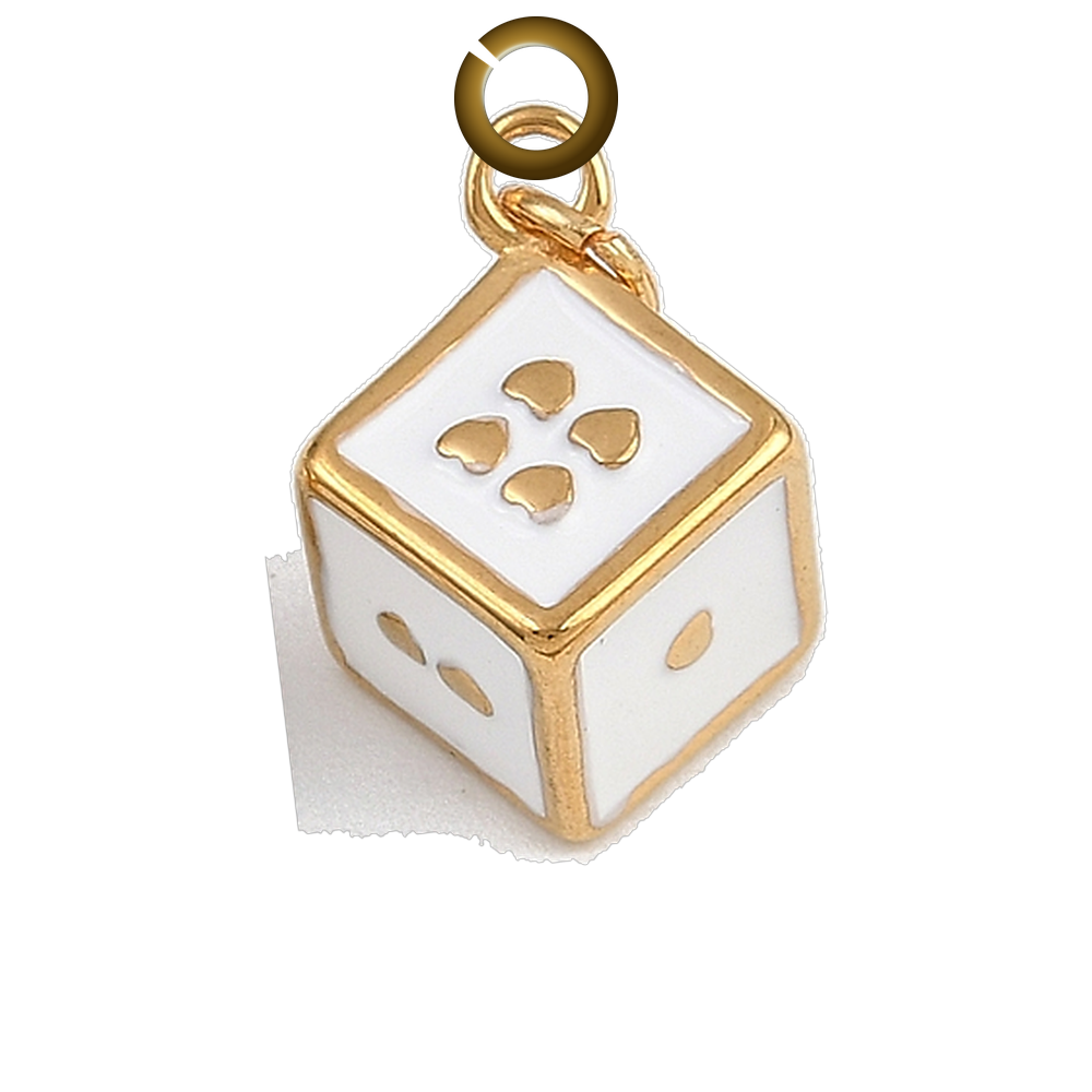Heart Dice Charm - White charm with jump ring