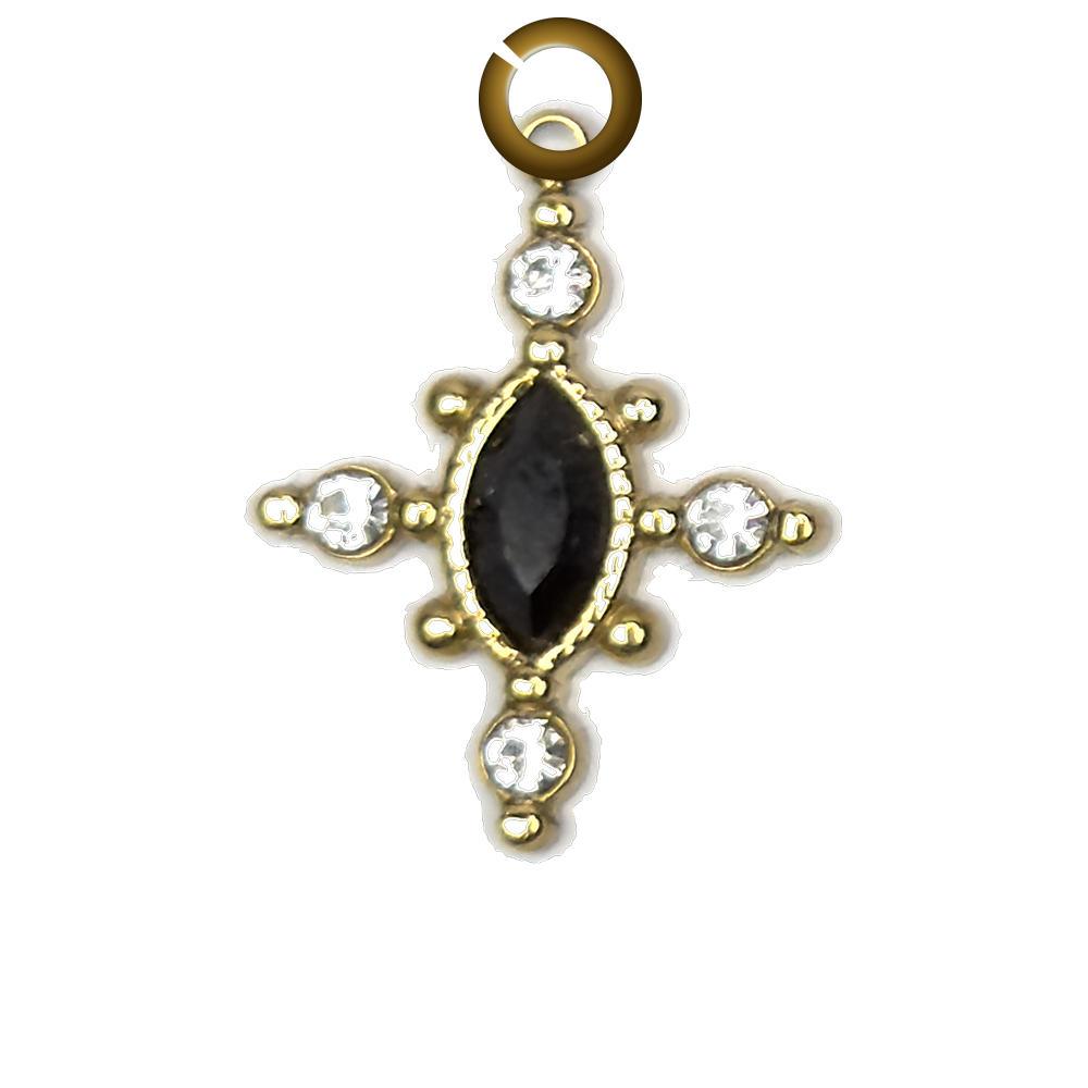 Marquise Cross Charm - Black charm with jump ring