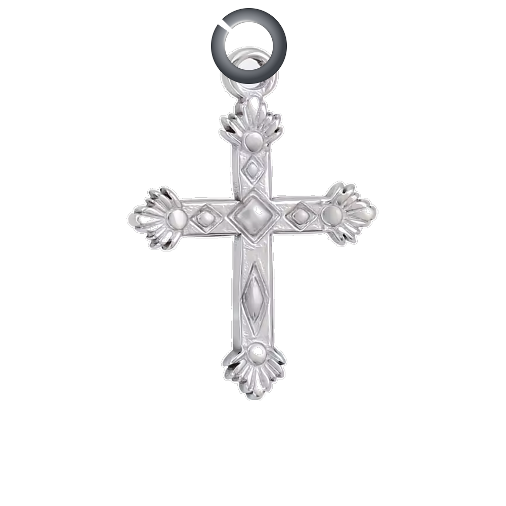 Ornate Cross Charm - Silver charm with jump ring