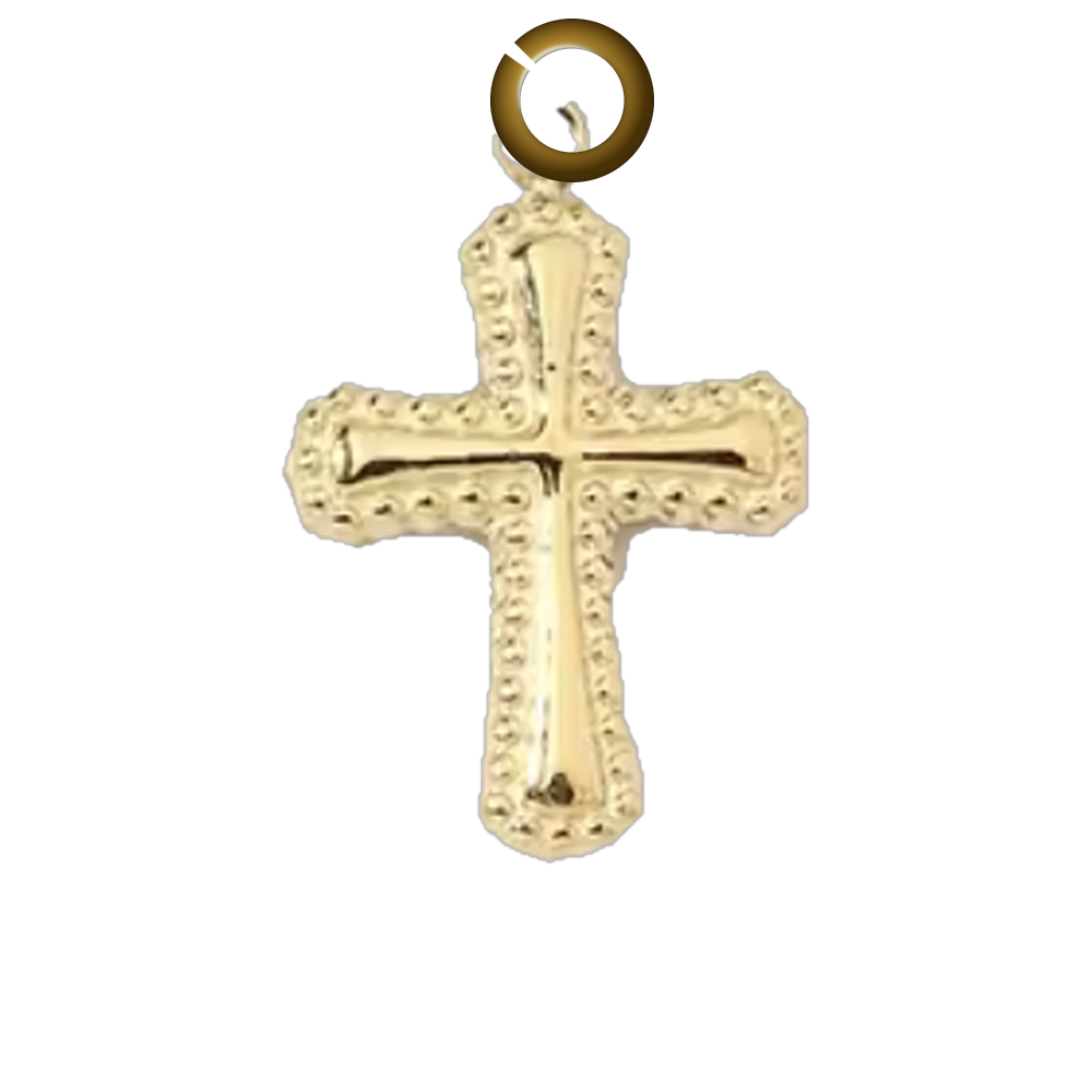 Beaded Cross Charm - Gold charm with jump ring