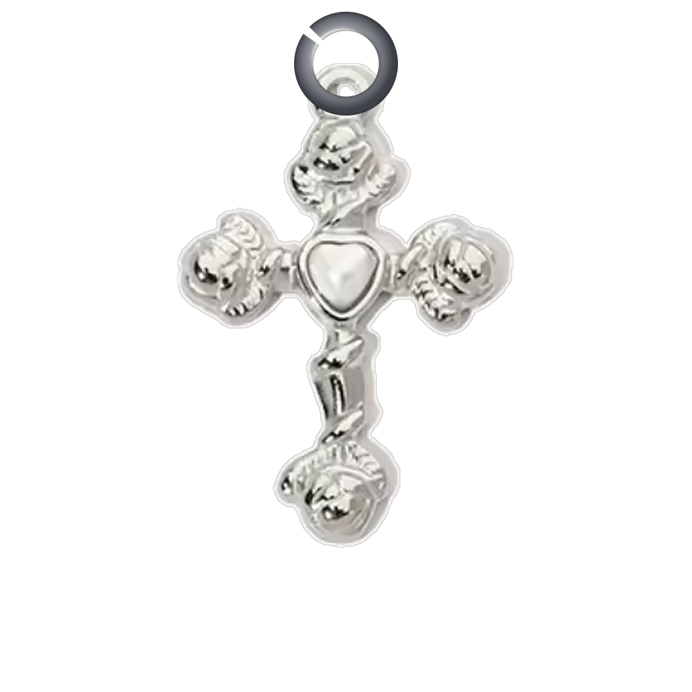 Rose Cross Charm - Silver charm with jump ring