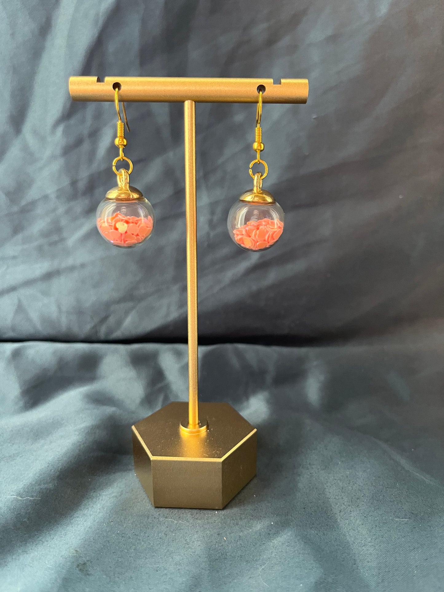 Heart Filled Glass Ball Earrings | Gifts for Daughter | Unique & Fun Earrings | Simple Glass Ball | Heart Confetti | Rave Kandi Jewelry |