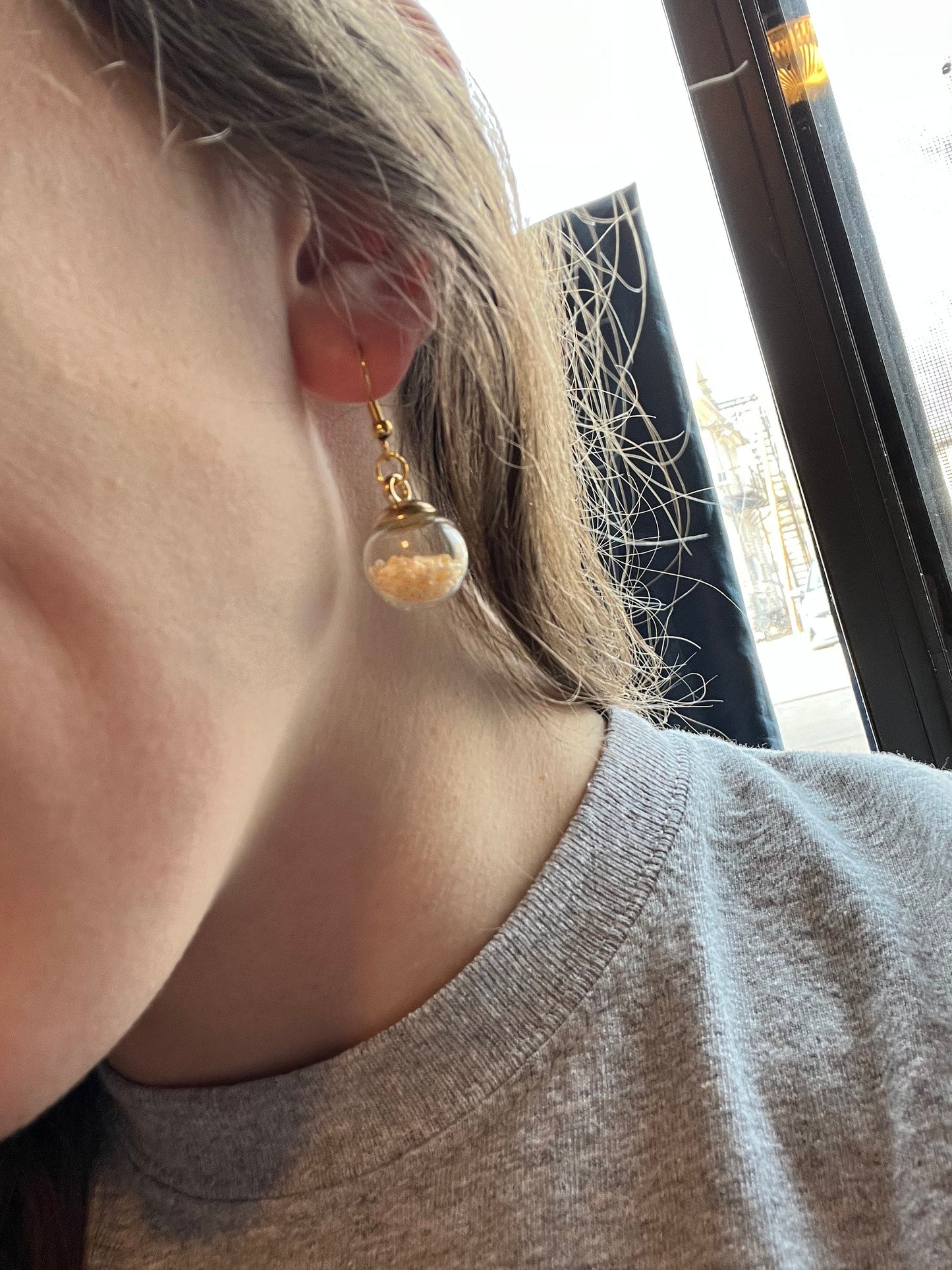 Star Filled Glass Ball Earrings | Gifts for Her | Gifts for Daughters | Simple Gold Design | Star Confetti | Unique and Fun | Kandi Jewelry