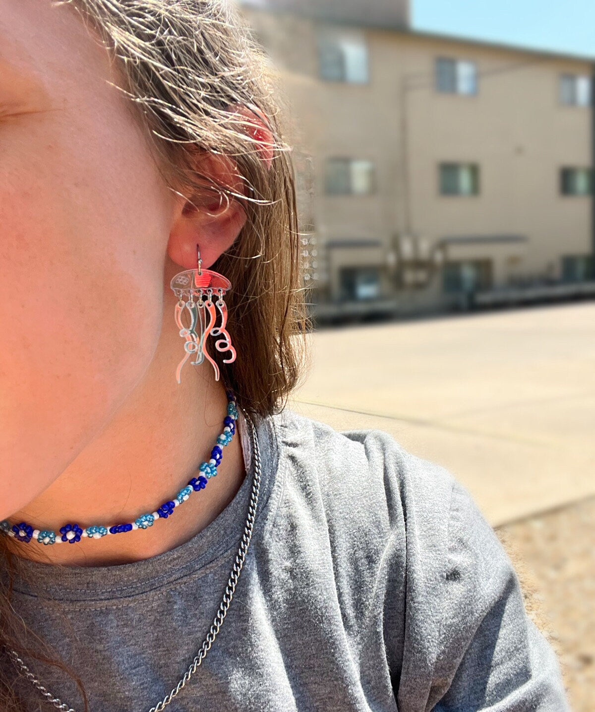Holographic Acrylic Jellyfish Earrings | Kandi Rave Summer Festival Earrings | Jellyfish Earrings | Summer Sea Critter Earrings |