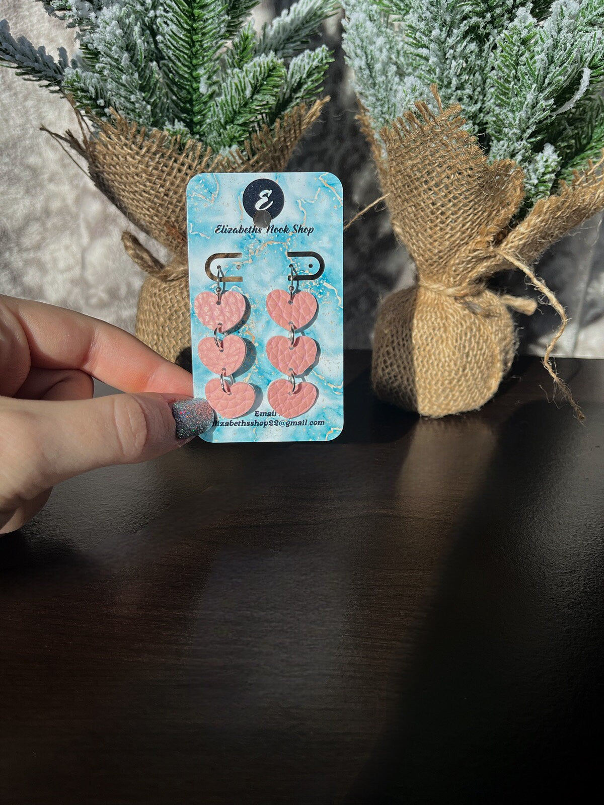 Heart Stack Dangles | Faux Leather Pink Heart Dangle Earrings | Lightweight Hearts | Valentine's Day | Love Hearts Gifts for Women | Happy |
