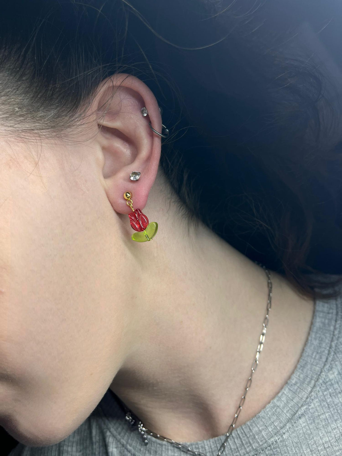 Dainty Tulip Earrings | Minimalist Jewelry | Small Lightweight Earrings Women | Tulip Rose Earrings | Spring Valentines Gifts for Women |