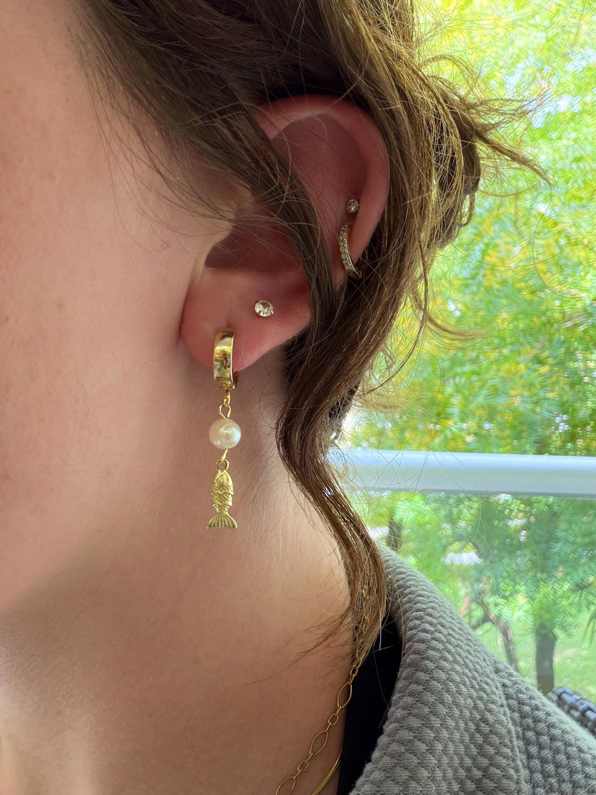 Fisherman's Cove Huggies | Stainless Steel Water Resistant Huggies | Beach Summer Ocean Earrings |