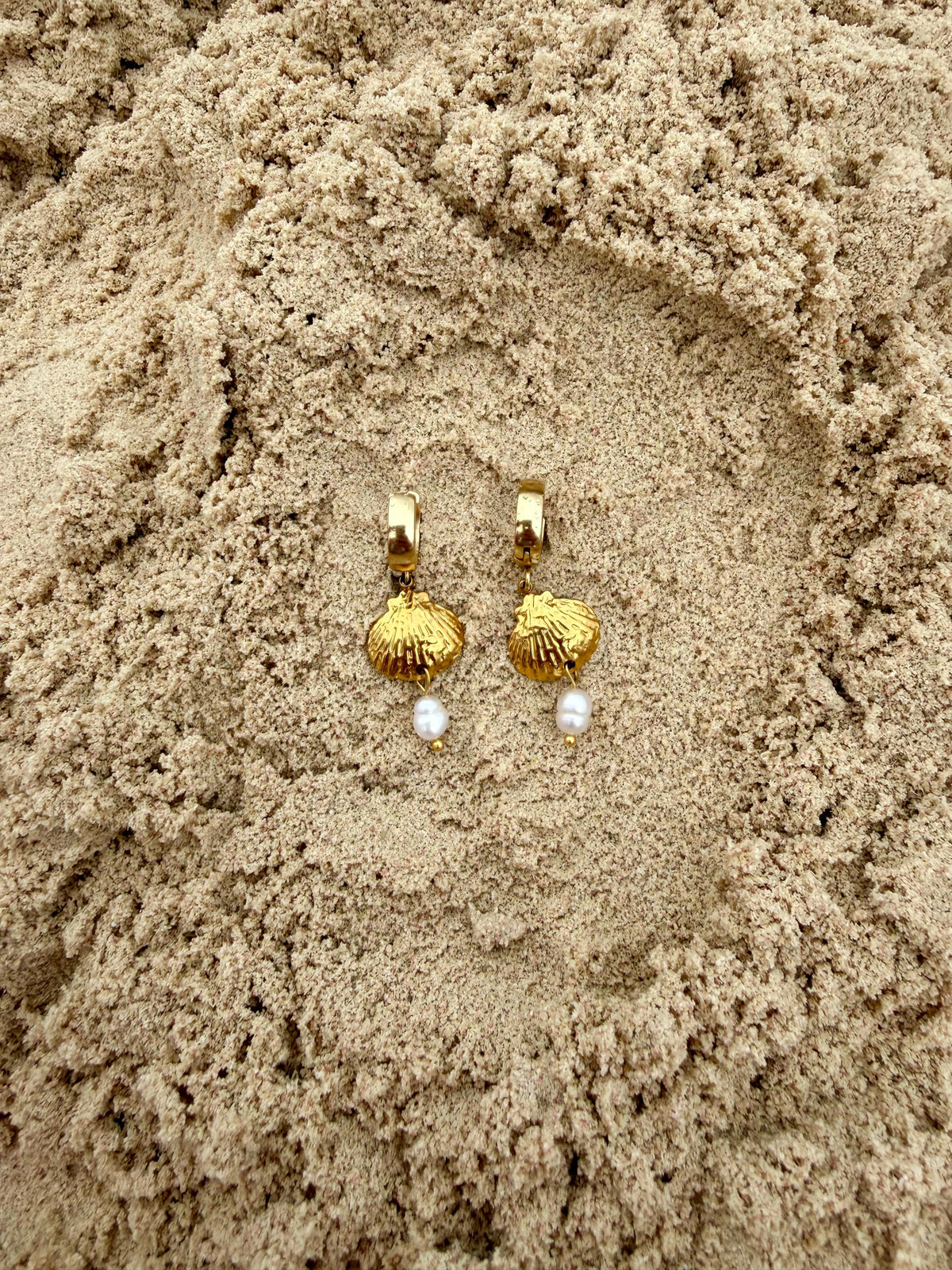 Seafarer Pearl Huggies | Gold Shell & Pearl Earrings | Stainless Steel Huggie Hoops | Coastal Jewelry | Beach Earrings