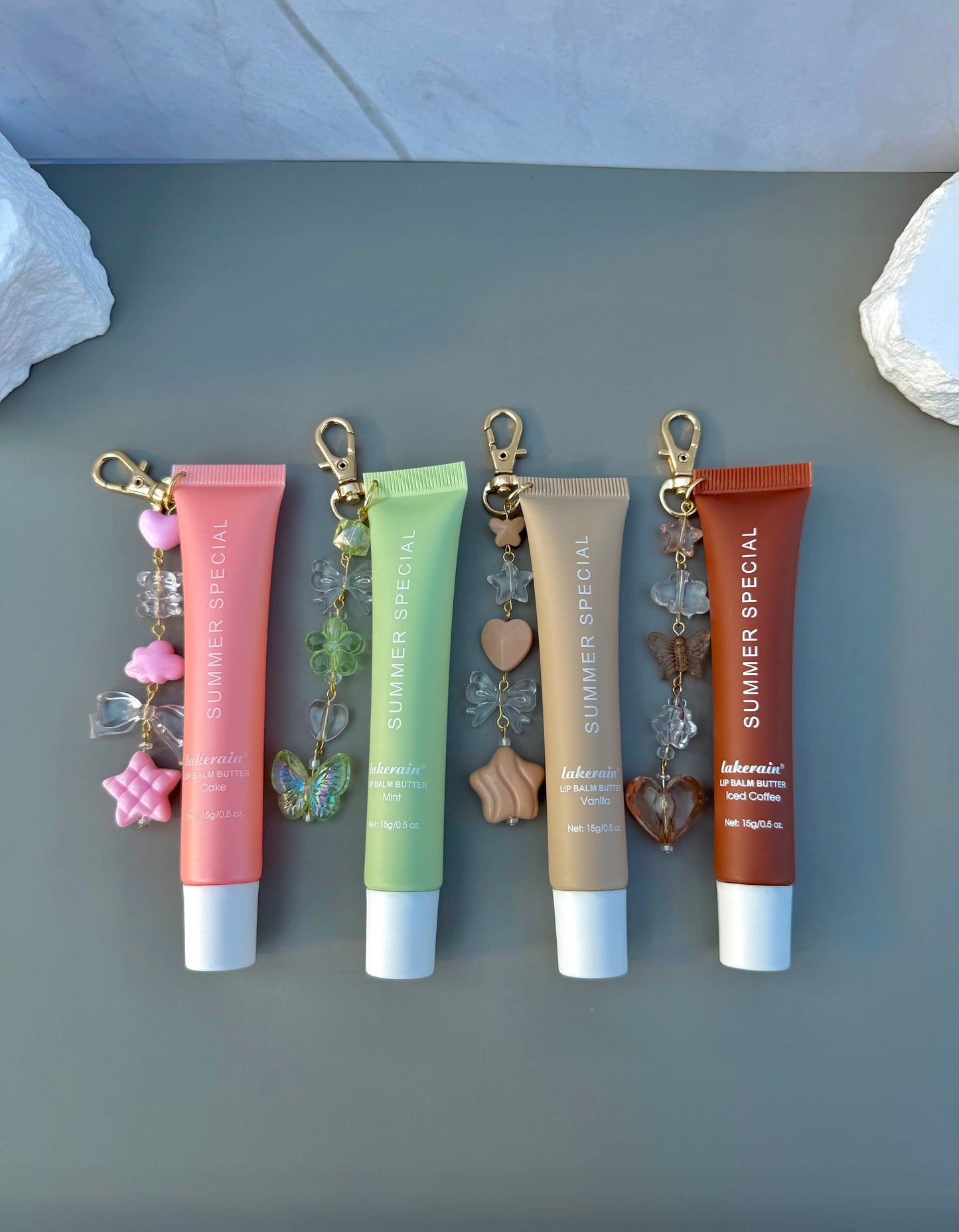 Lipgloss with Charms - Handmade Keychain, 4 Flavors