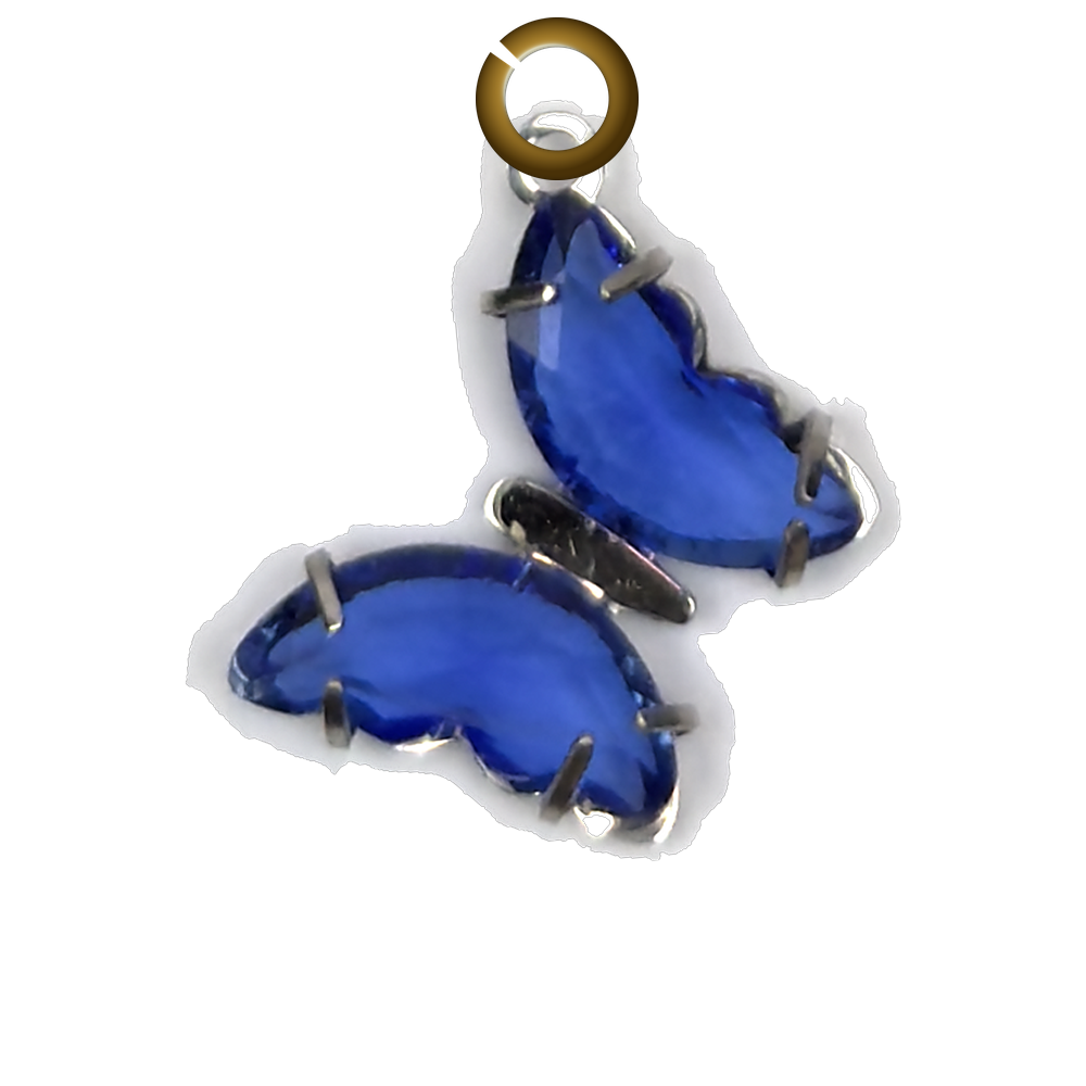 Glass Butterfly Charm - Blue charm with jump ring