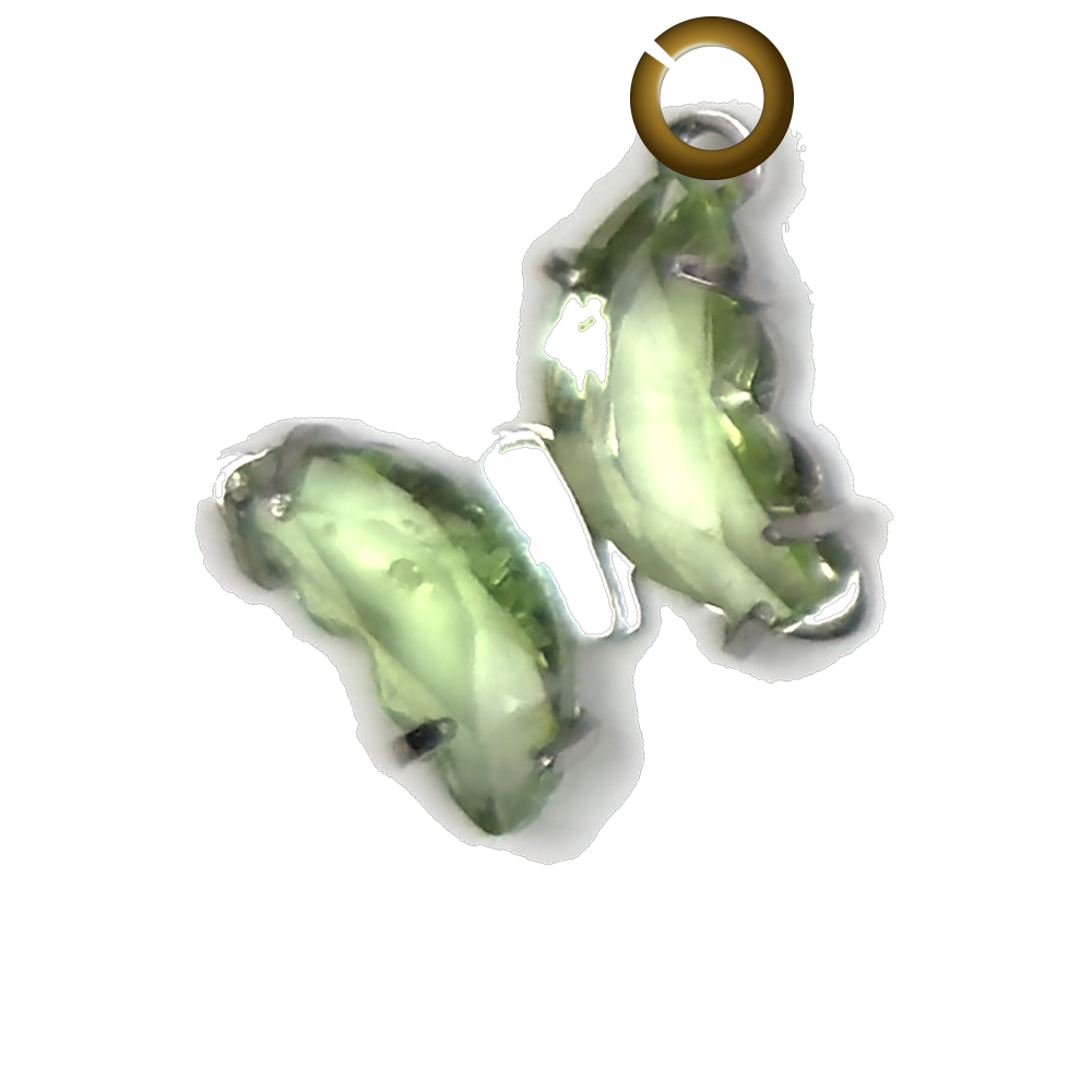Glass Butterfly Charm - Light Green charm with jump ring