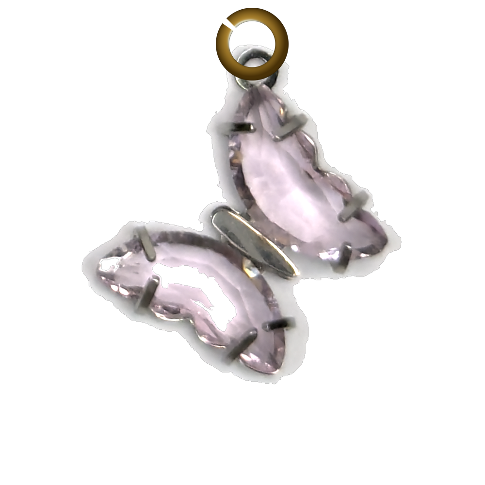 Glass Butterfly Charm - Light Pink charm with jump ring