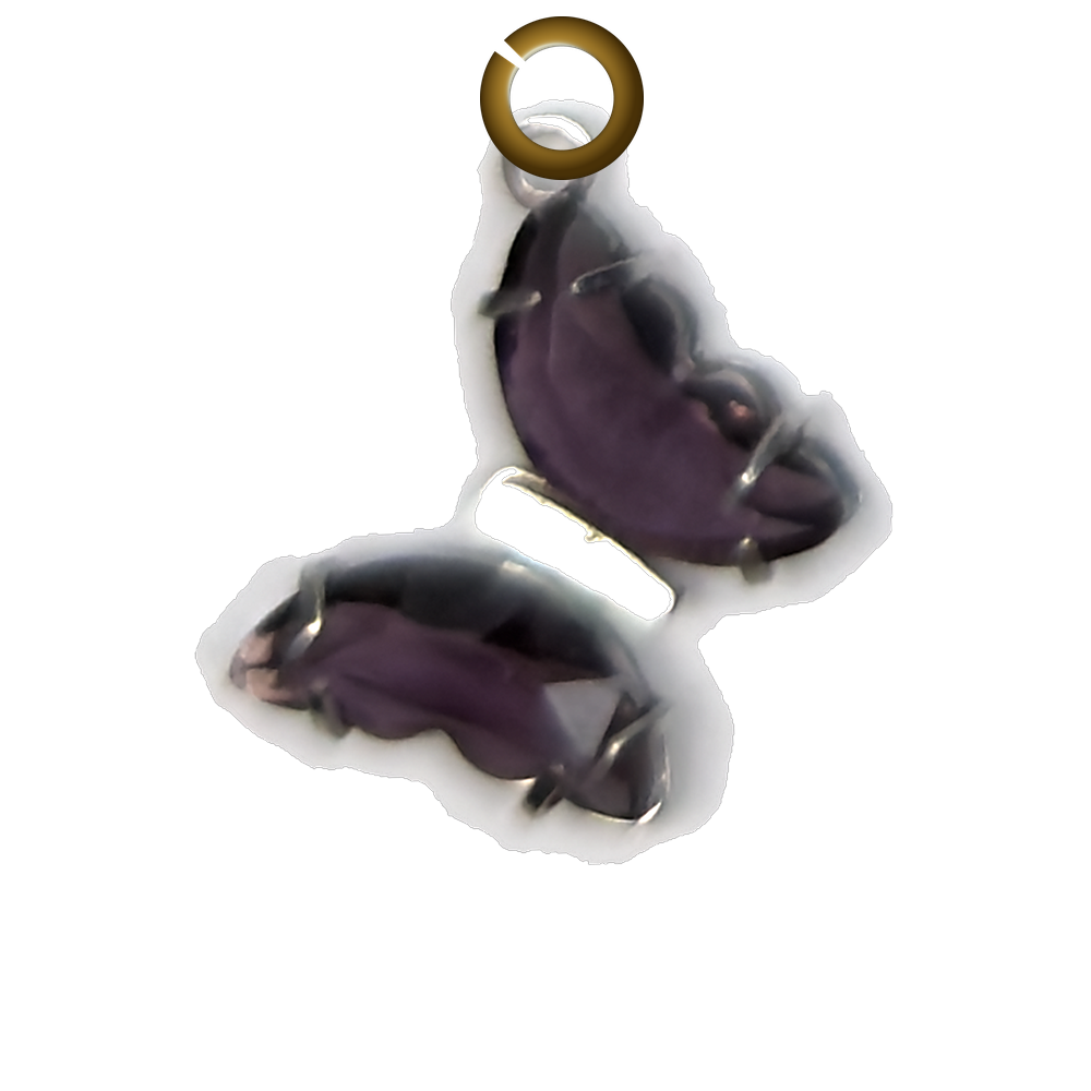Glass Butterfly Charm - Purple charm with jump ring
