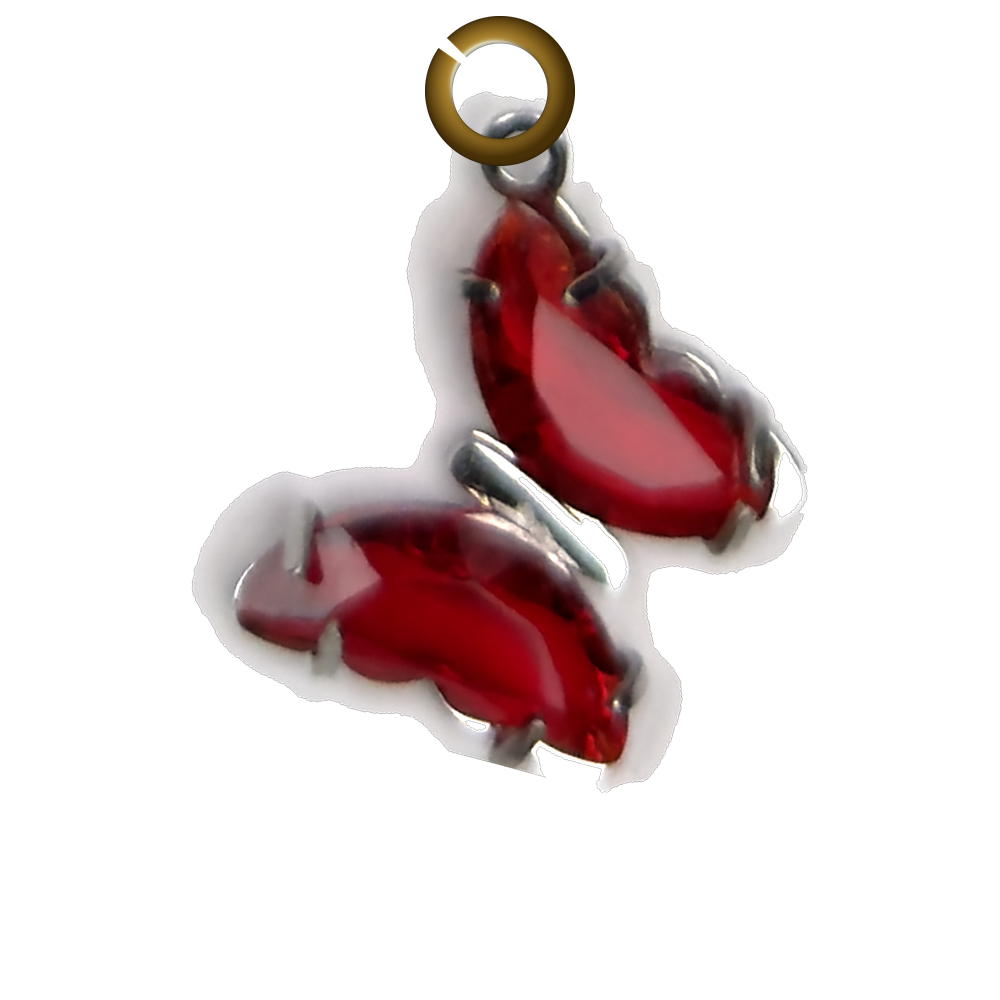 Glass Butterfly Charm - Red charm with jump ring