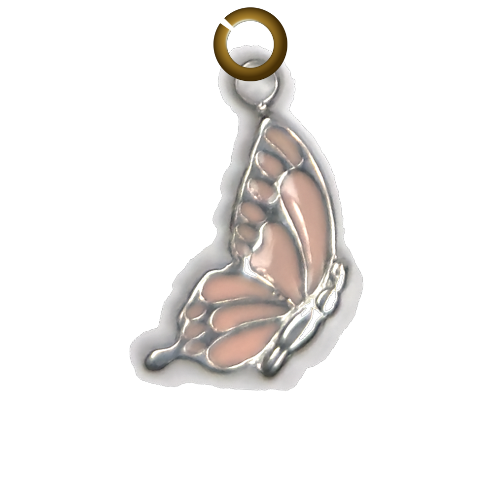 Enamel Butterfly Charm - Pink charm with jump ring