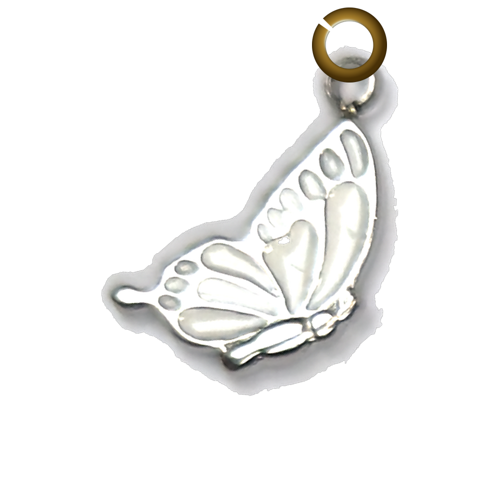 Enamel Butterfly Charm - White charm with jump ring